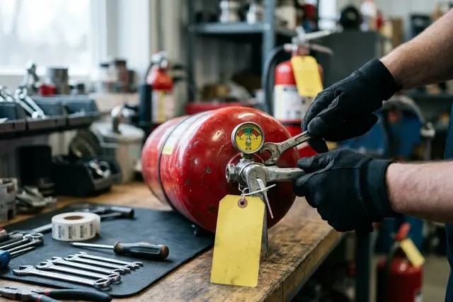 Feuerlöscher-Service in der Werkstatt